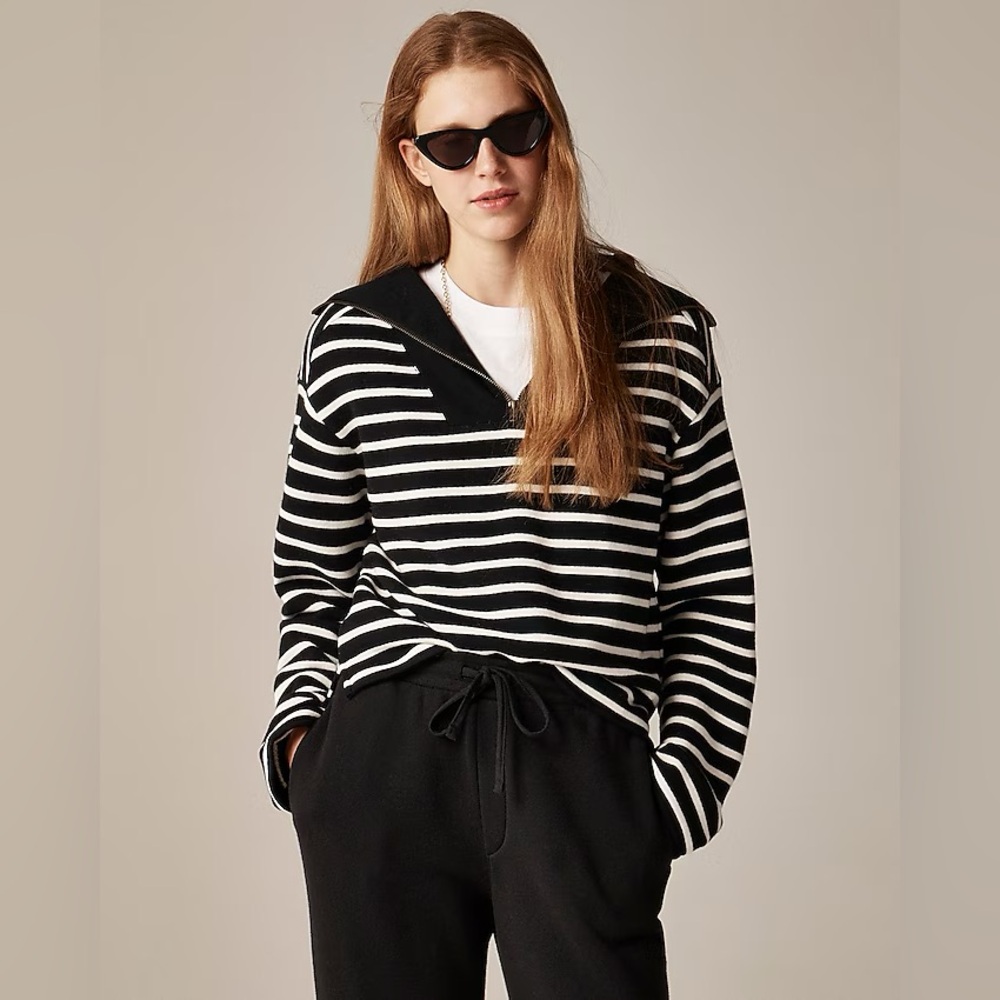J. Crew Black and White Striped Hoodie